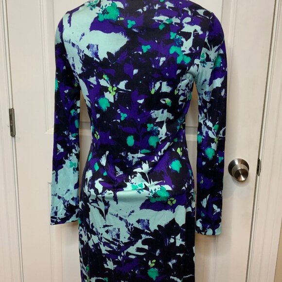 Diane Von Furstenberg Purple Ink Lagoon Blue Splatter Reina Dress NWT $348 Sze 2 - Picture 6 of 9